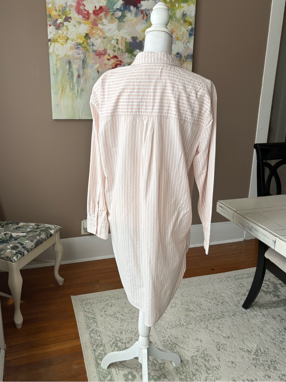 Anthropologie Pale Pink & White Striped Button-Down Shirt - Picture 2 of 7
